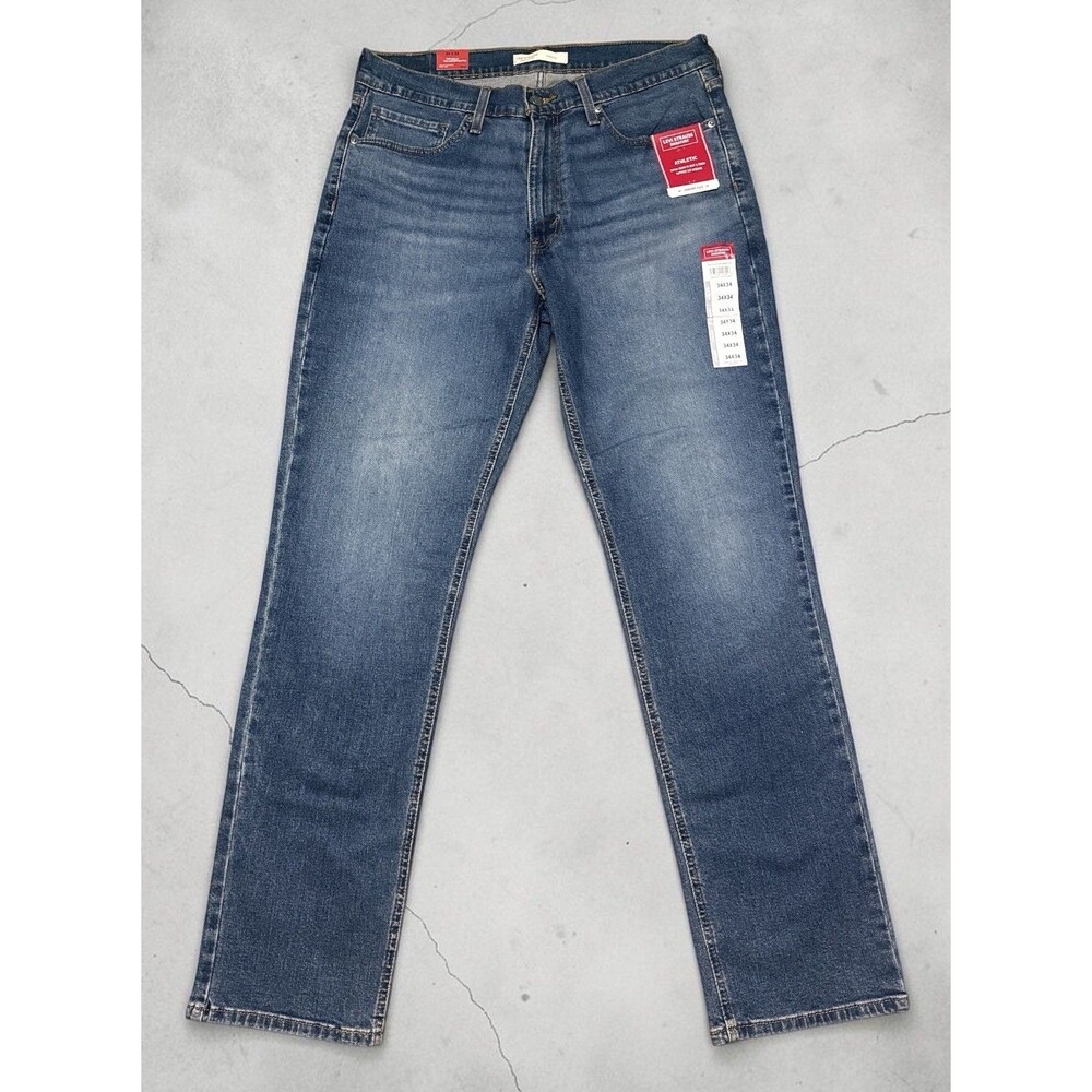Levi Strauss Jeans Mens 34x34 Signature Athletic Fit Straight Leg Dark Wash NWT